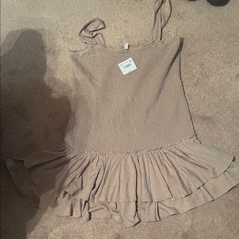 American Eagle Outfitters Tan Ruffle Top